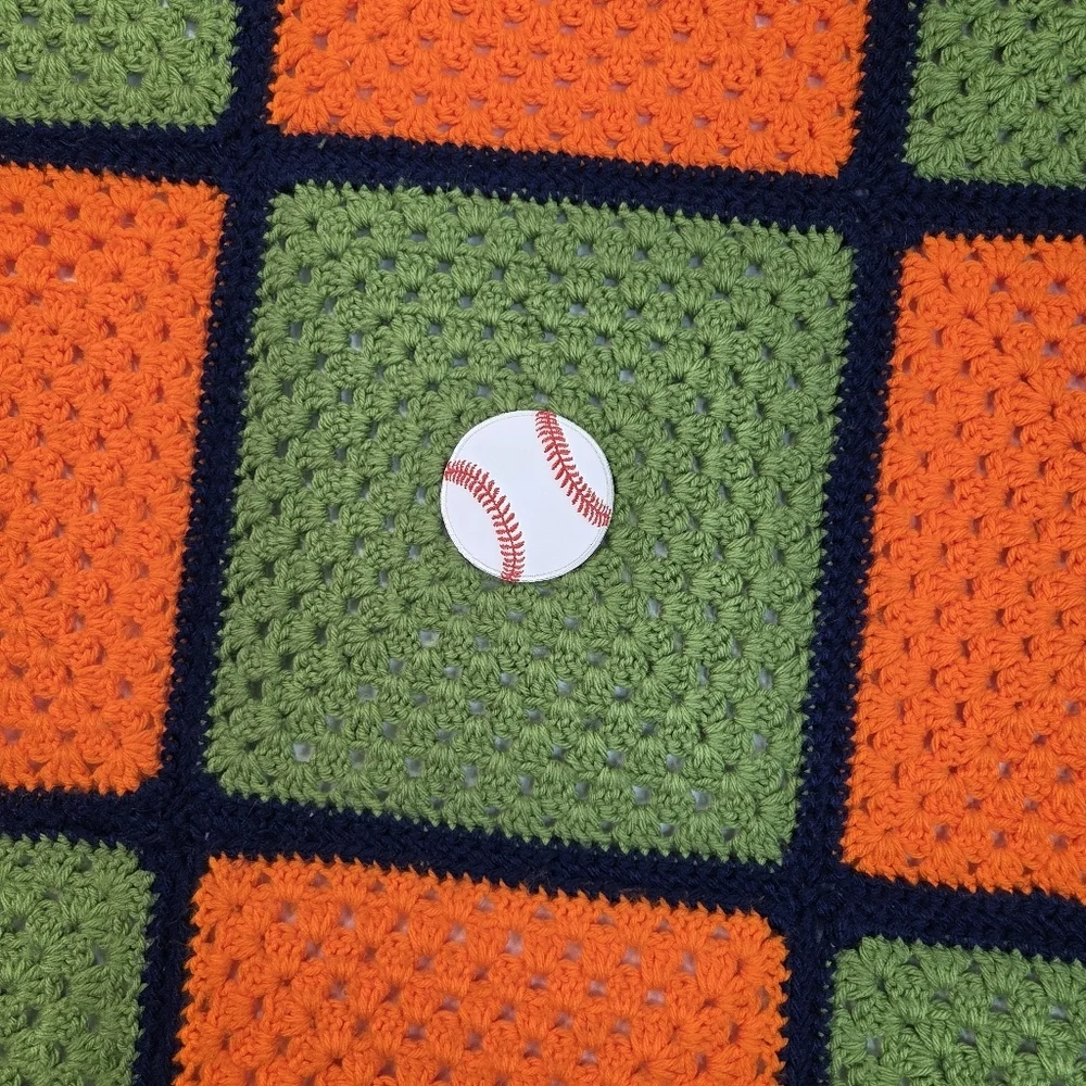 Handmade Baltimore‎ Sports Crochet Throw Blanket 61x50 Ravens Orioles